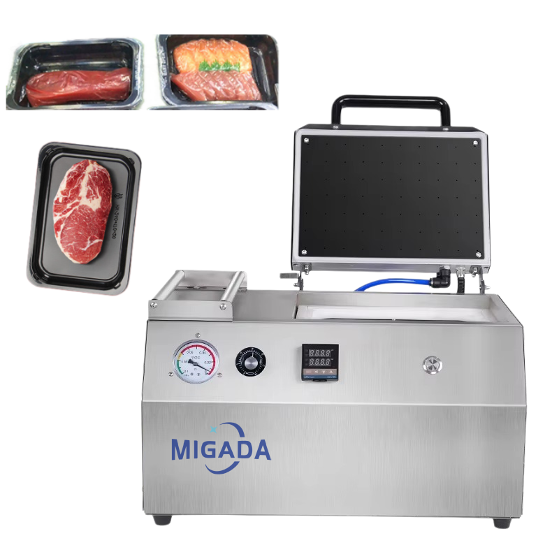 Meat Fruit Steak Beef Sealer Manual Pack Machine Packer PE PVC Film Freshlocker Table-top Vacuum Packaging Machine
