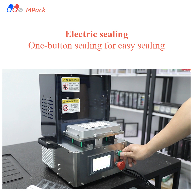 Desktop Semi-Automatic Pneumatic Heat Sealing Machine For Electronic Products Beverage Packaging 2-Cavity Tray With 3 Boards