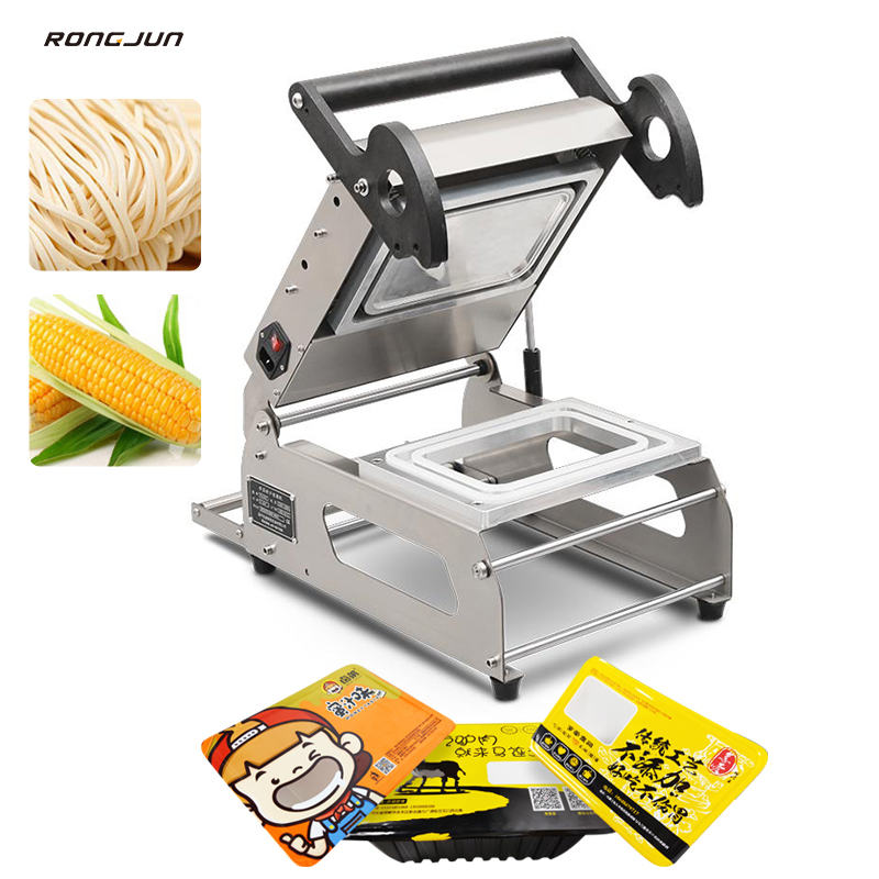 Electric Semi-Automatic Stainless Steel Tray Sealing Machine Commercial Food Beverage Sealer Plastic Cases Cartons Wood