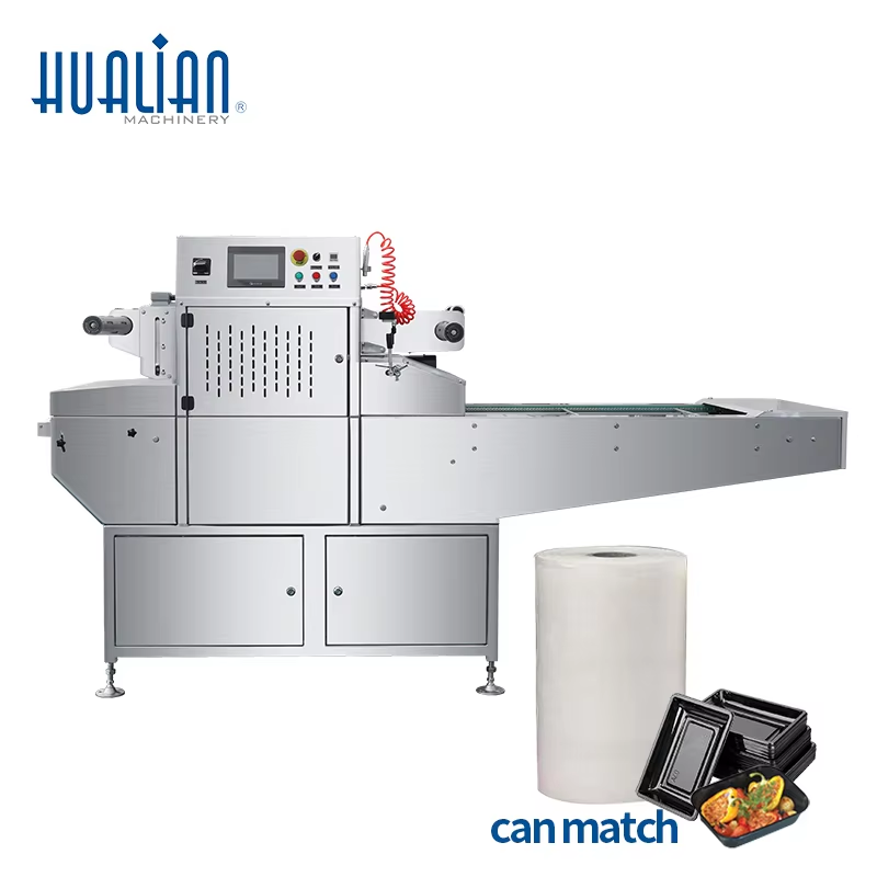 HVT-450A Hualian Automatic Food Seafood Plastic Box Plate Map Vacuum Gas Flushing Tray Sealer Sealing Machine