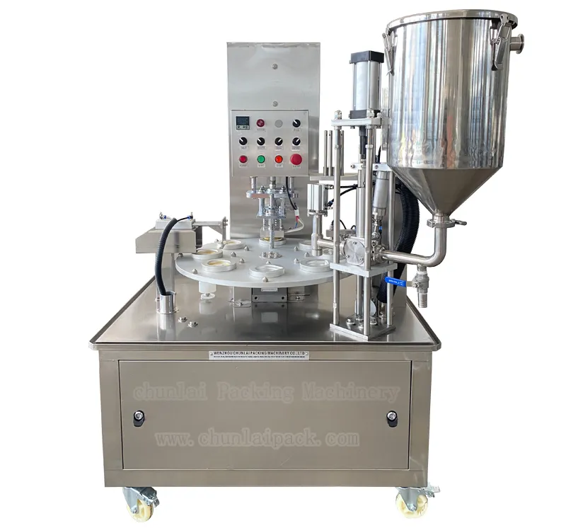 Automatic Sauce Cup Filling Sealing Machine Pre-cut Sealing Process