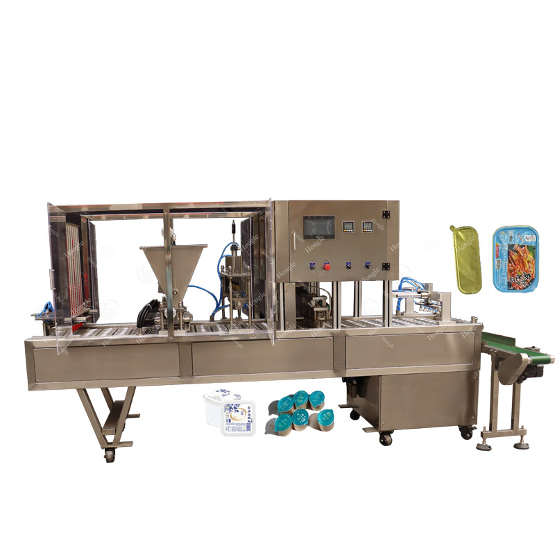 Automatic Jelly Juice Milk Meat Roll Film Cup Filling and Sealing Machine