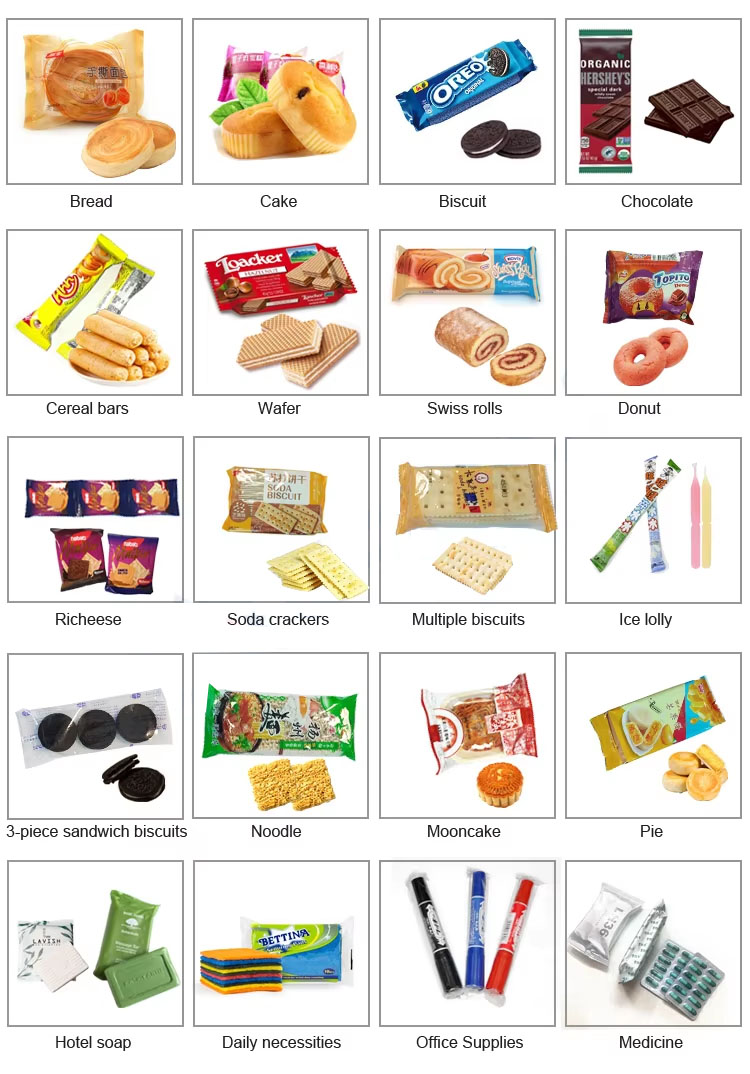 FLOW Pillow Type Wrapping Machine Horizontal for Plastic Film Bag Sealing Packing of Soap Bread Vegetables Food Noodle Mask