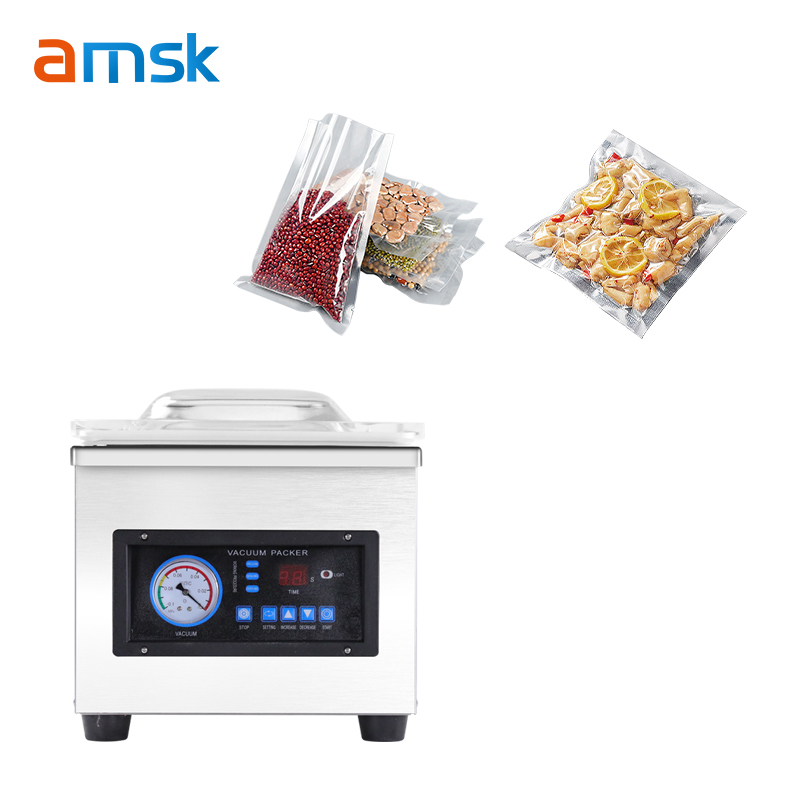 DZ-260A Stainless Steel Small Desktop Supermarket Factory Packaging Beef Fish Seafood Vacuum Sealing Machine