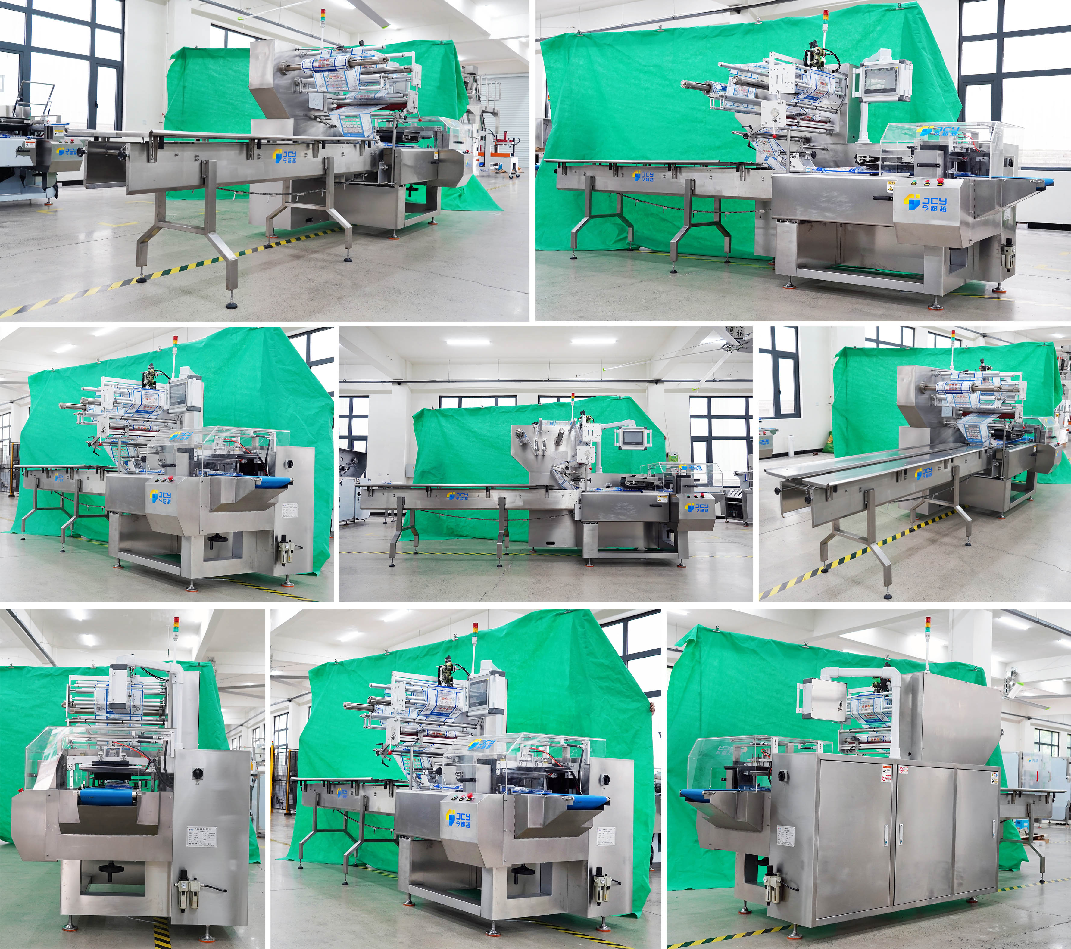Horizontal Pillow Burger Bun Packing Machine Flow Pack Film Wrapping Sealing Line