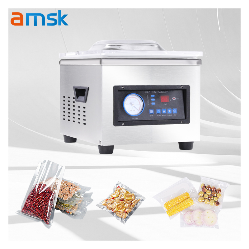 DZ-260A Stainless Steel Small Desktop Supermarket Factory Packaging Beef Fish Seafood Vacuum Sealing Machine