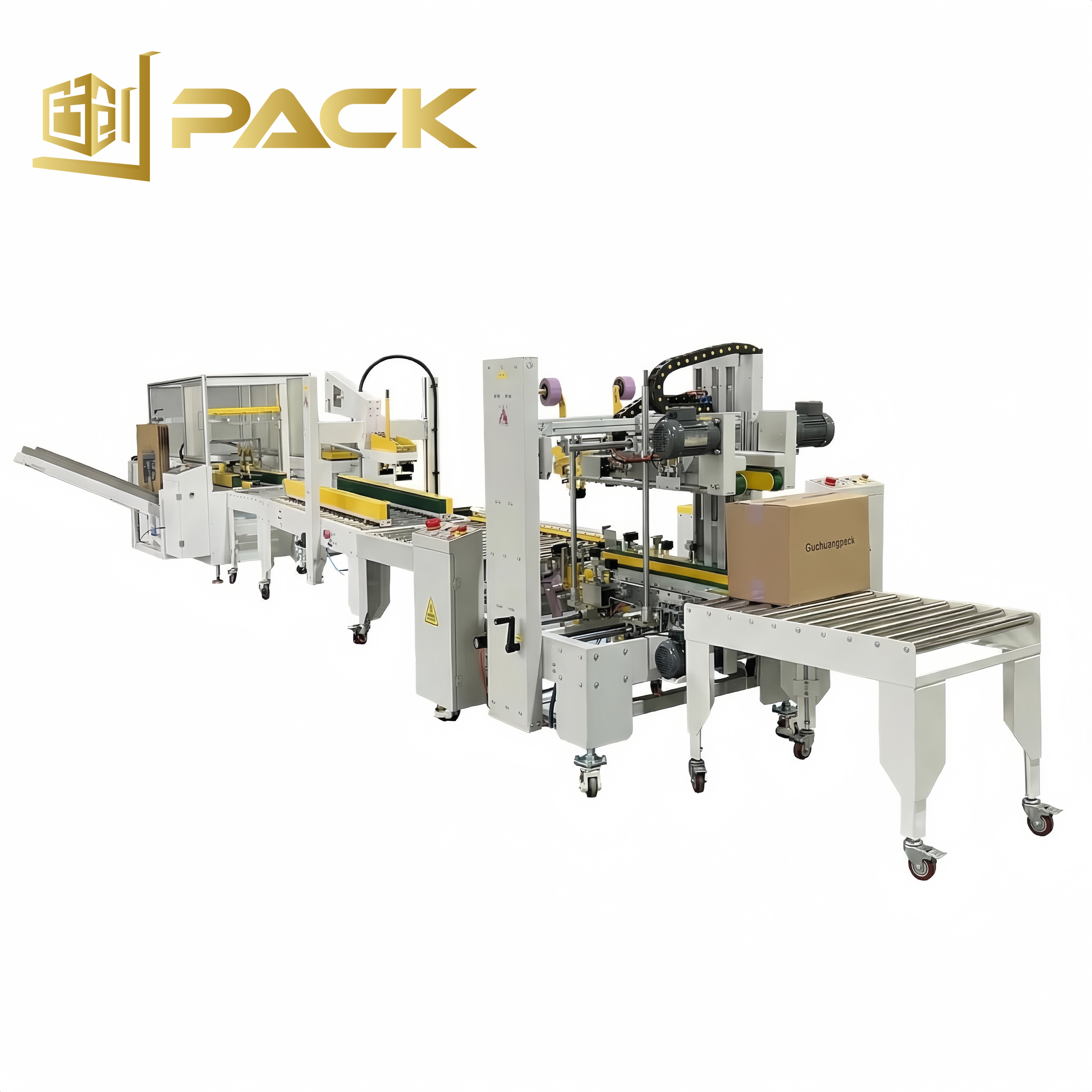 Fully Automatic Carton Packaging Line with Opener and Sealer, High-Speed Packing System for Manufacturing