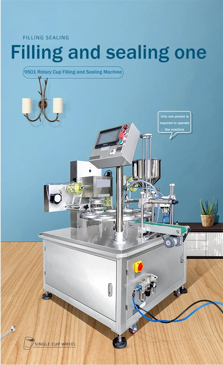 New Design Automatic Rotary Cup Bottling Sealing Machine for Yogurt and Jelly Filling