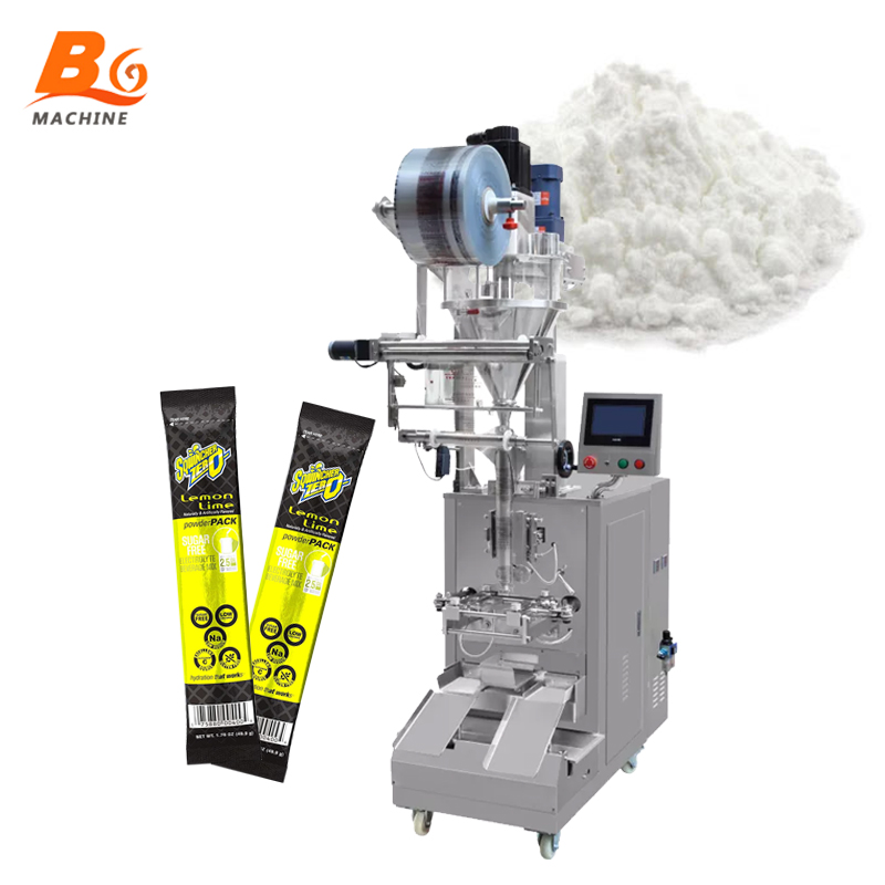 Automatic Small Sachet Food Electrolyte Vitamin Powder Pouch Vertical Filling Wrapping Labeling Packing Machine