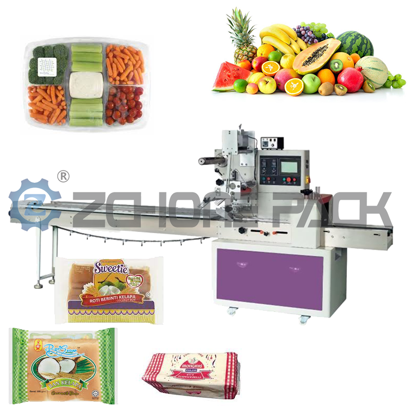 Multi-Function Automatic Horizontal Pillow Flow Biscuit Ice Cream Chocolate Gummy Candy Wrapping Packaging Packing Machine