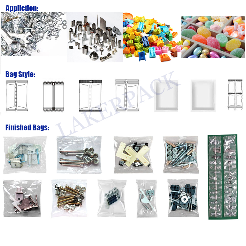 Vertical Hardware Fastener Counting Filling Sealing Pouch Bag Packaging Machines 3 Side Seal Multi Function