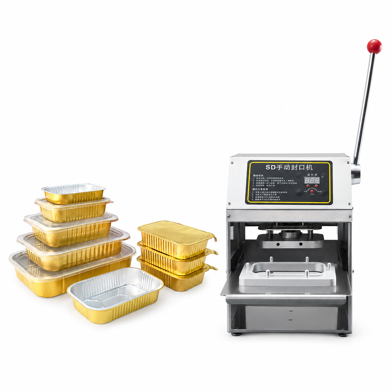 Liqiang Manual Aluminum Foil Box Heat Sealing Machine 220V 25kg Energy Saving Easy to Operate Disposable Food Tray Sealer