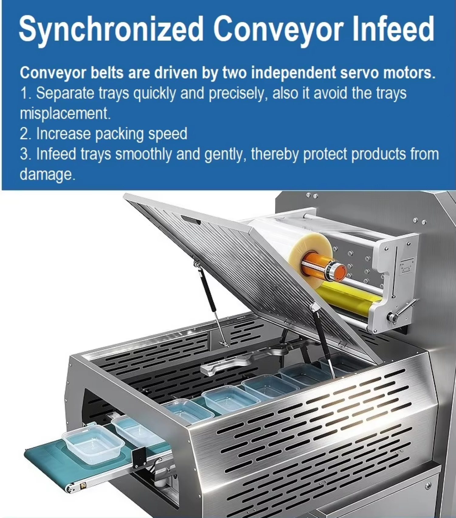 Linear Automatic Tray Sealer Line Lettuce Modified Atmosphere Packaging Machine for Vegetables and Fruits