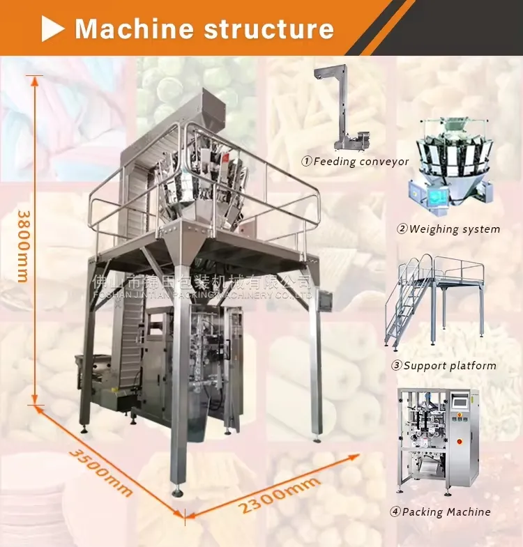 Automatic Vertical Sugar Salt Bagging Machine Snack Chips Bean Cereal Bag Packaging Machine 1kg 5kg Weighing Packing Machine