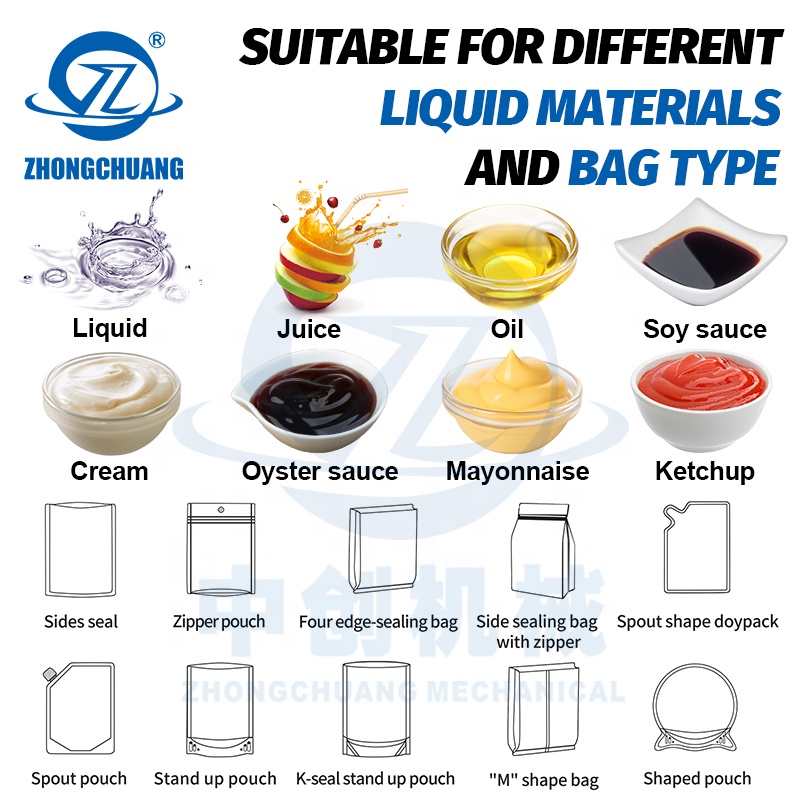 OEM Ketchup Liquid Mesin Filling Standing Bag Doypack Fruit Beverages Jelly Juice Stand up Premade Pouch Packing Machine