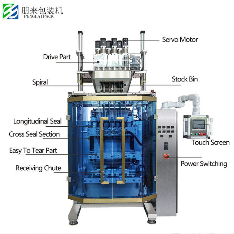 CE Automatic Vertical Multi Lane Instant Coffee Stick Pack Sachet Powder Packing Machine With Auger Fill