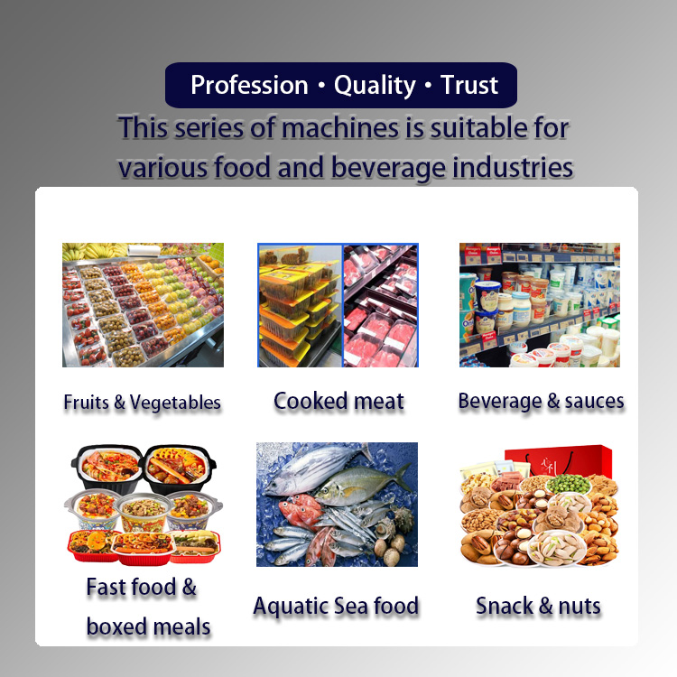 Small Businesses Fast Food Tray Sealing Machine for Square Plastic and Aluminum Containers Gas Nitrogen Flushing Sealer