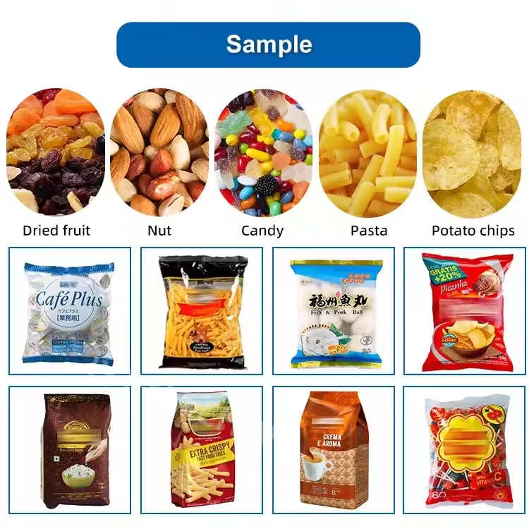 Automatic Weighing Vertical Packing Nuts Chips Rice Grains Beans Biscuits Snacks 5kg 10kg Granule Bag Packaging Machine