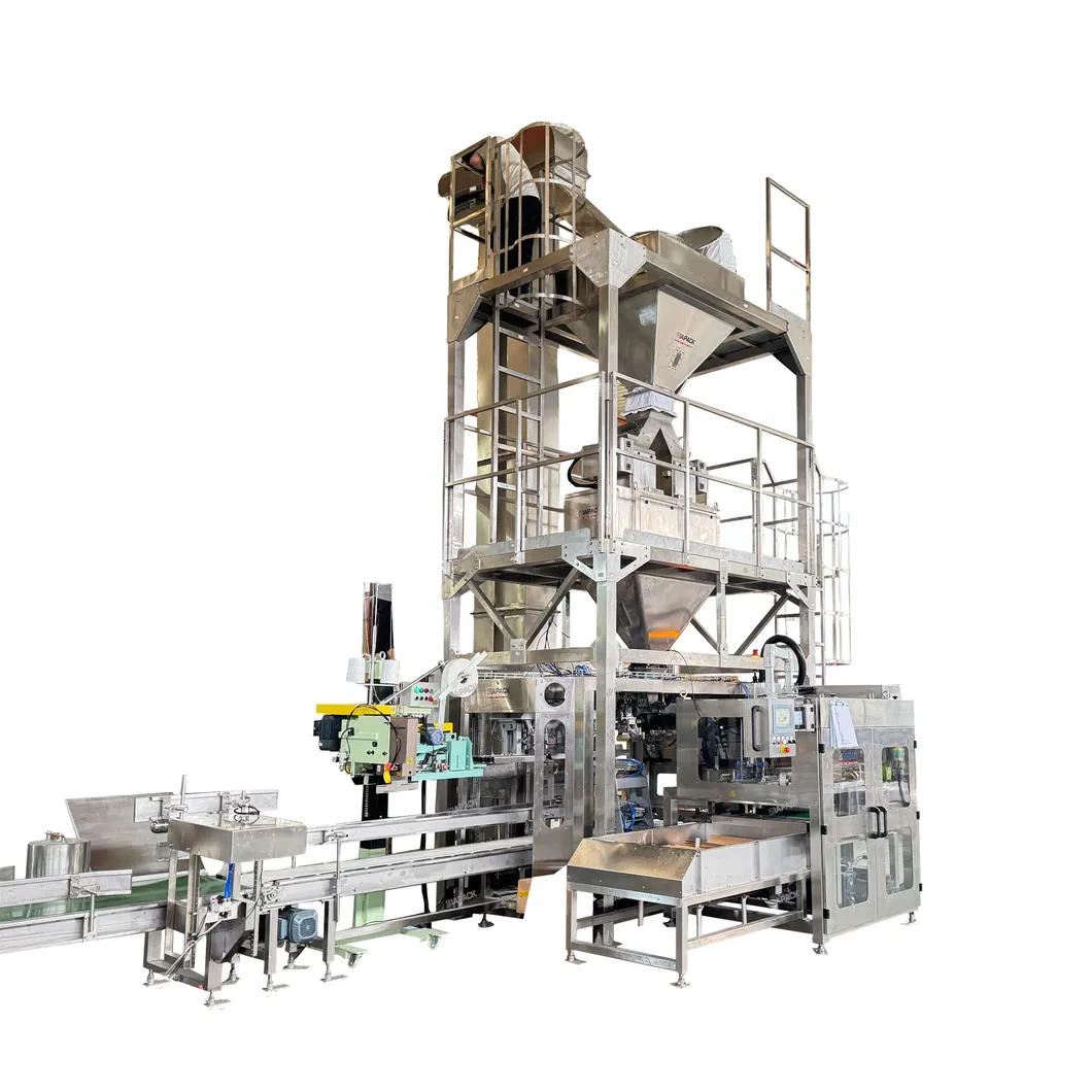 Fully Automatic Open Mouth Heavy Big PP Woven/Kraft Paper Bag Bagging Packing Packaging Line