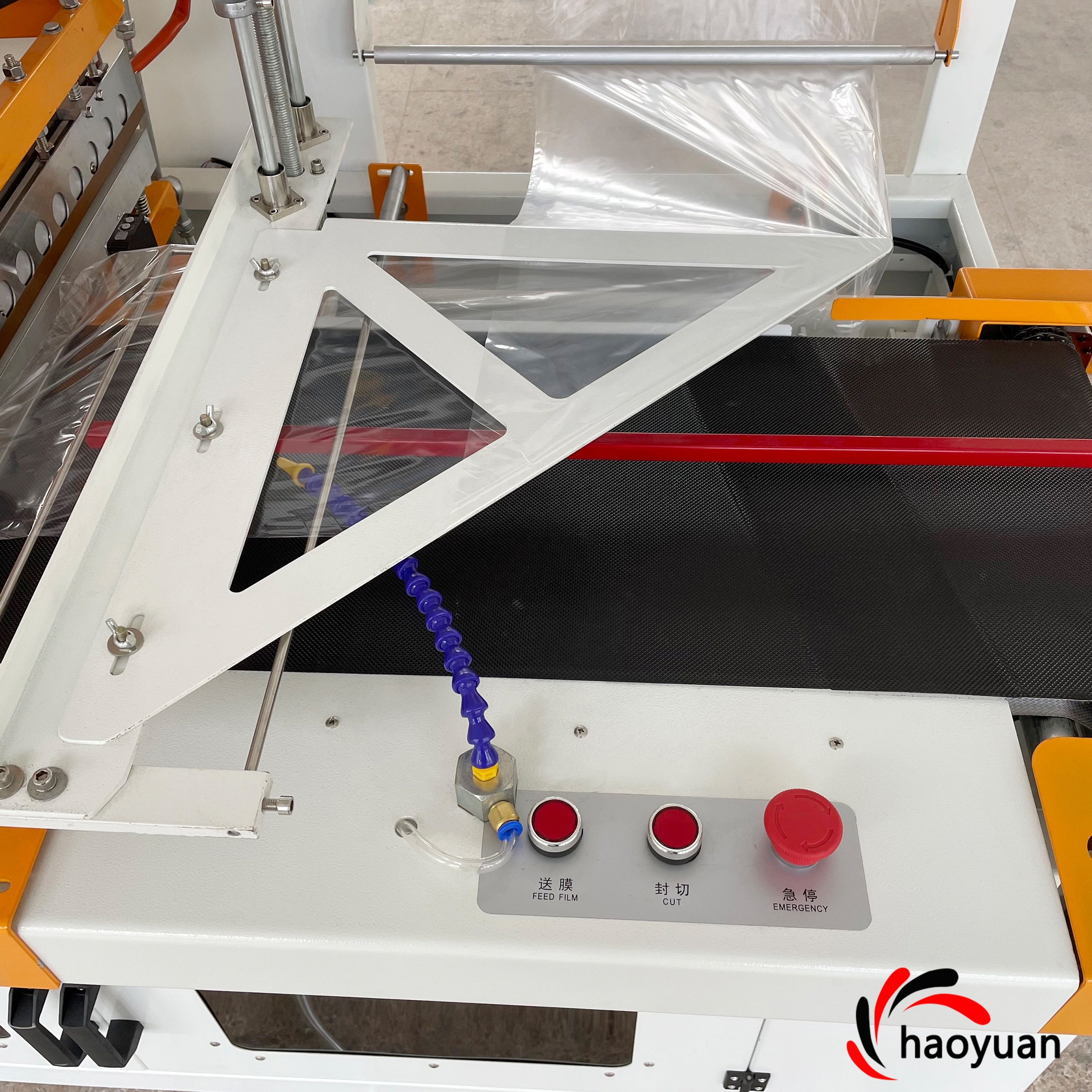 HY-550 Automatic Egg Tray Film Shrink Wrapping Packaging Machine For Food &amp; Beverage Pouch Packaging With Engine Gear Components