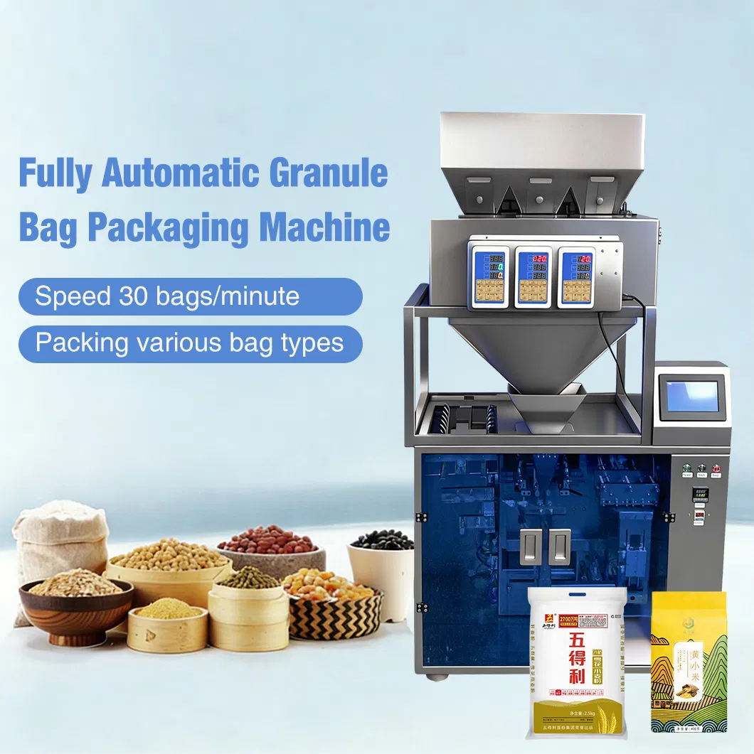 Automatic 10-500g Wheat Flour, Corn, and Rice Granule Powder Bagging and Weighing Packaging Machine for Various Bag Types.