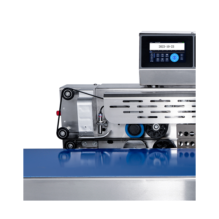 430BP Dual Heating Continuous Foil Plastic Bag Band Sealer Intelligent Pouch Packaging Sealing Machine With Coding Expiry Date