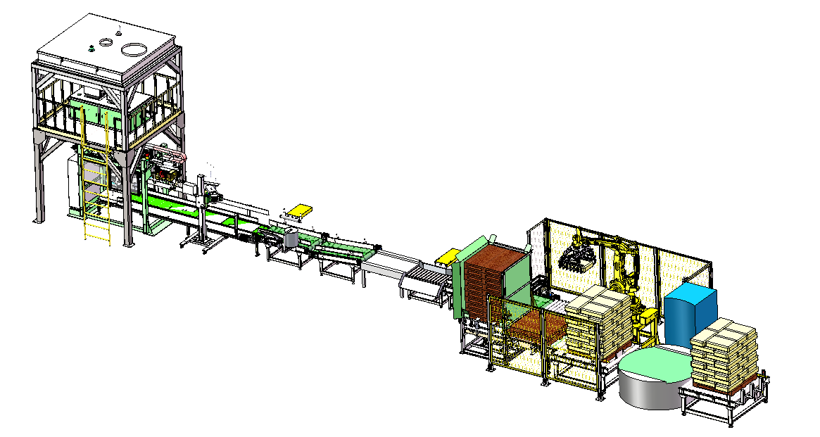 Turnkey Automatic Open-Mouth Bag Packaging Line Factory For 25-50kg Salt Cement Flour Starch Lime Powder Packing Machine