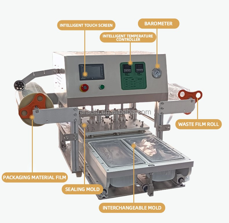 Small Business Meat Fruit Atmosphere Box Packaging Machine/ Nitrogen Vacuum Box Tray Sealer/ Automatic Tray Sealing Machine