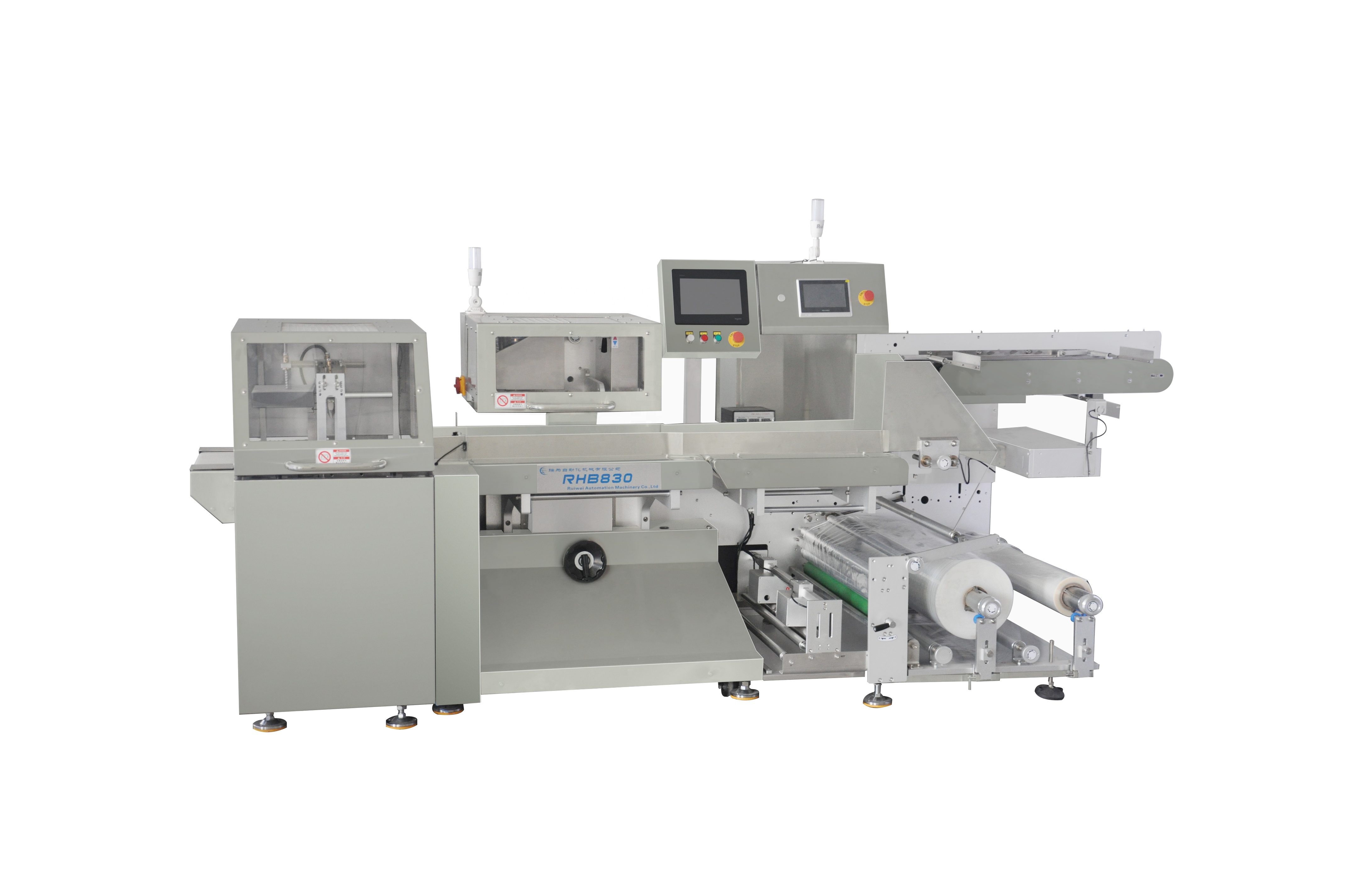 RHBB830 Servo-Driven Automatic Horizontal Flow Wrapper for Small Cookies Chocolates and Bread Packaging