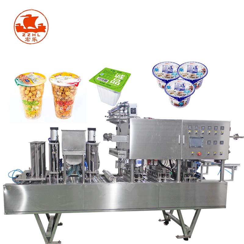 Automatic Jelly Juice Milk Meat Roll Film Cup Filling and Sealing Machine