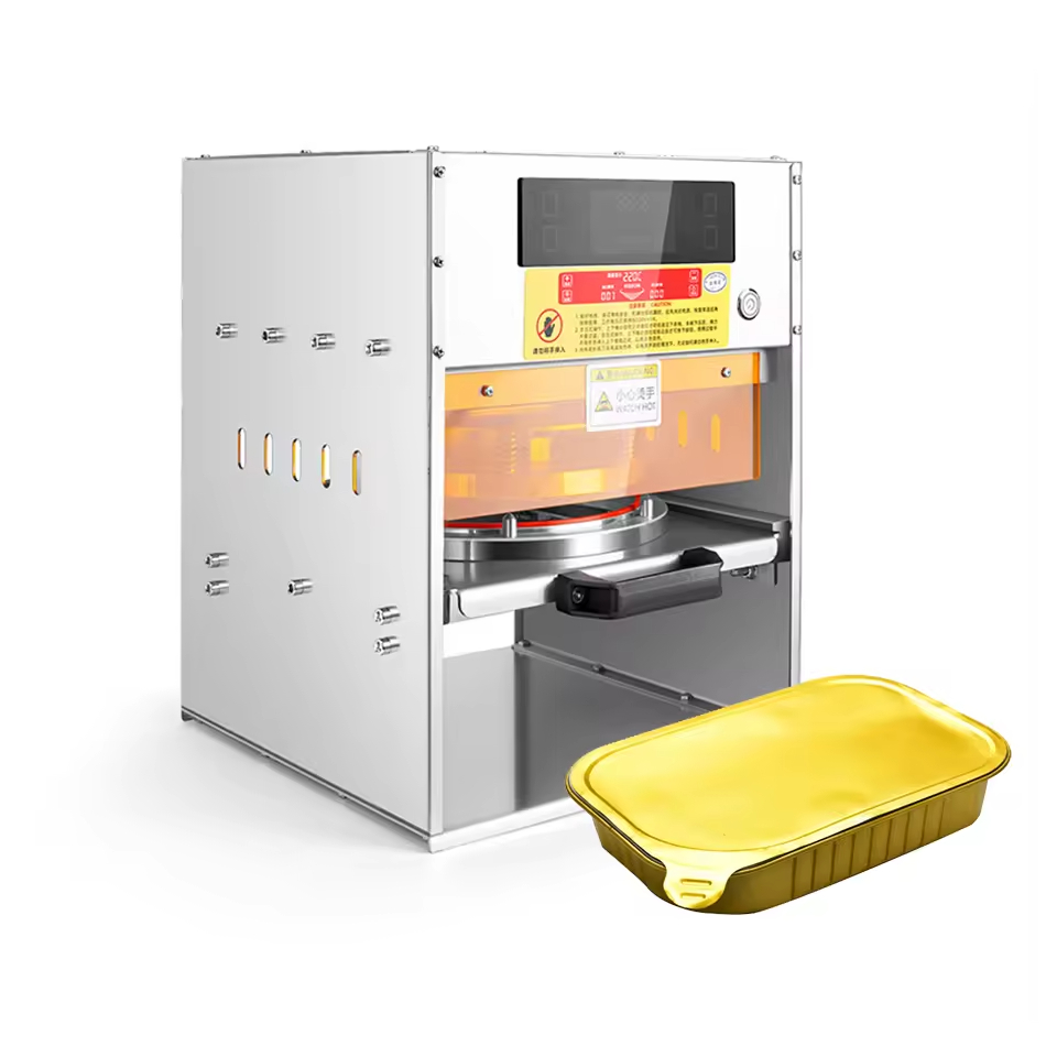 Semi-automatic Recyclable Rectangle Aluminum Foil Food Grade Stainless Steel Container Lid Box Tray Sealer Sealing Machine 150ml