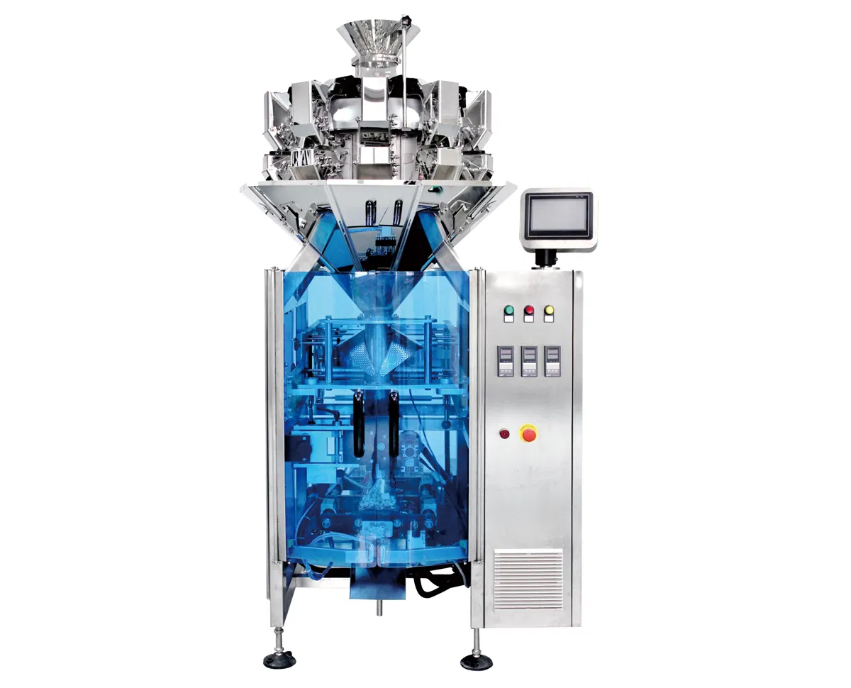 Sealing Pouch Full Automatic Vertical Packing Machine with 10 Heads Multihead Weigher Packaging Machinery for Wrighing and Packaging Granule Powder Materials