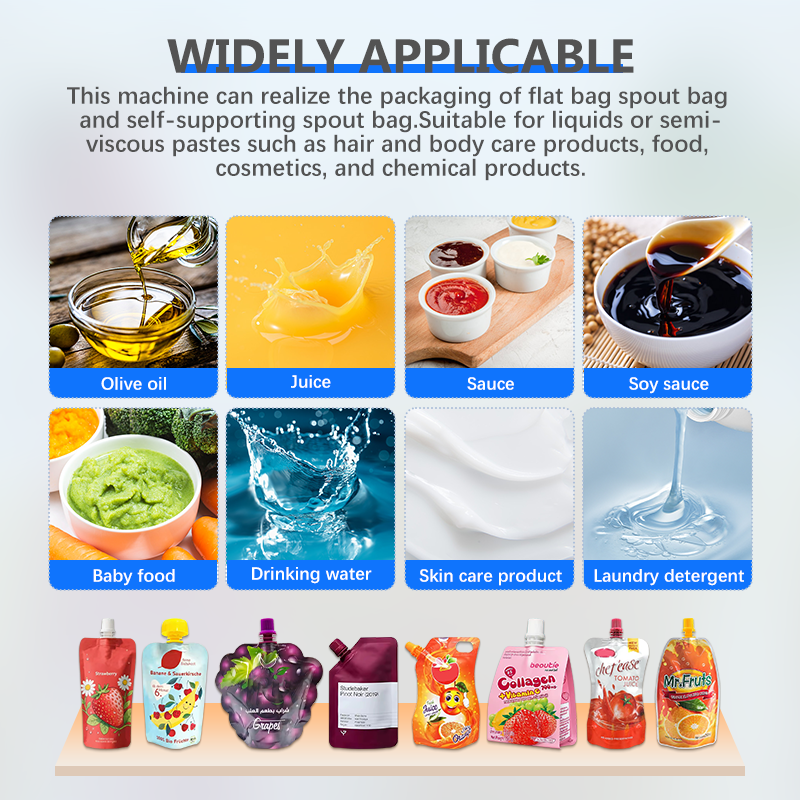 Semi-automatic Rotary Desktop Liquid Filling Capping Machine Ketchup Chili Sauce Spout Pouch Packing Machine