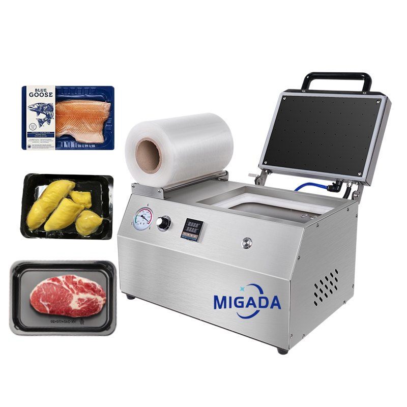 Meat Fruit Steak Beef Sealer Manual Pack Machine Packer PE PVC Film Freshlocker Table-top Vacuum Packaging Machine