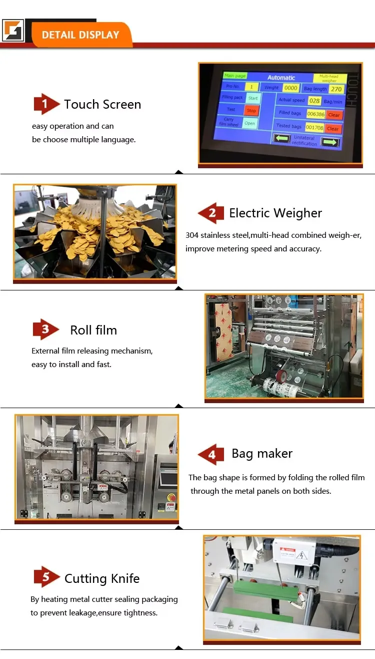 Automatic Vertical Sugar Salt Bagging Machine Snack Chips Bean Cereal Bag Packaging Machine
