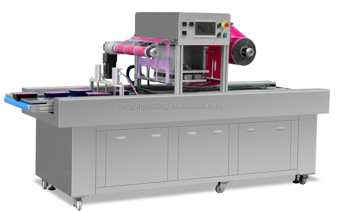 RYQW760-V Model Continuous Modified Atmosphere Packaging Machine with Date Printer Square Box Labelling Machine Case Packaging