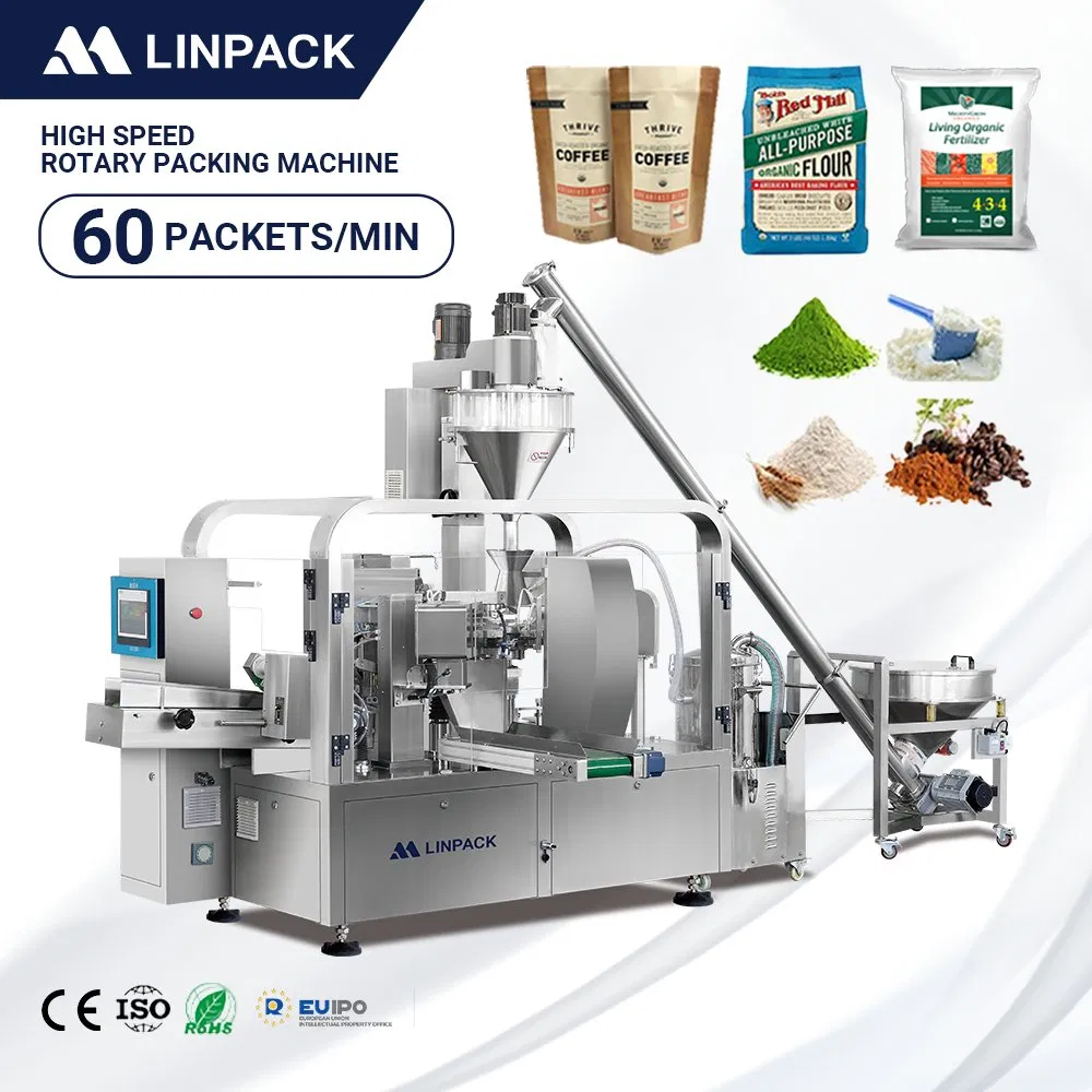 Linpack CE RoHS Automatic Zipper Bag Filling Sealing Coffee Protein Matcha Flour Milk Powder Paper Bag Pouch Sealer Doypack Packaging Machinery Packing Machine