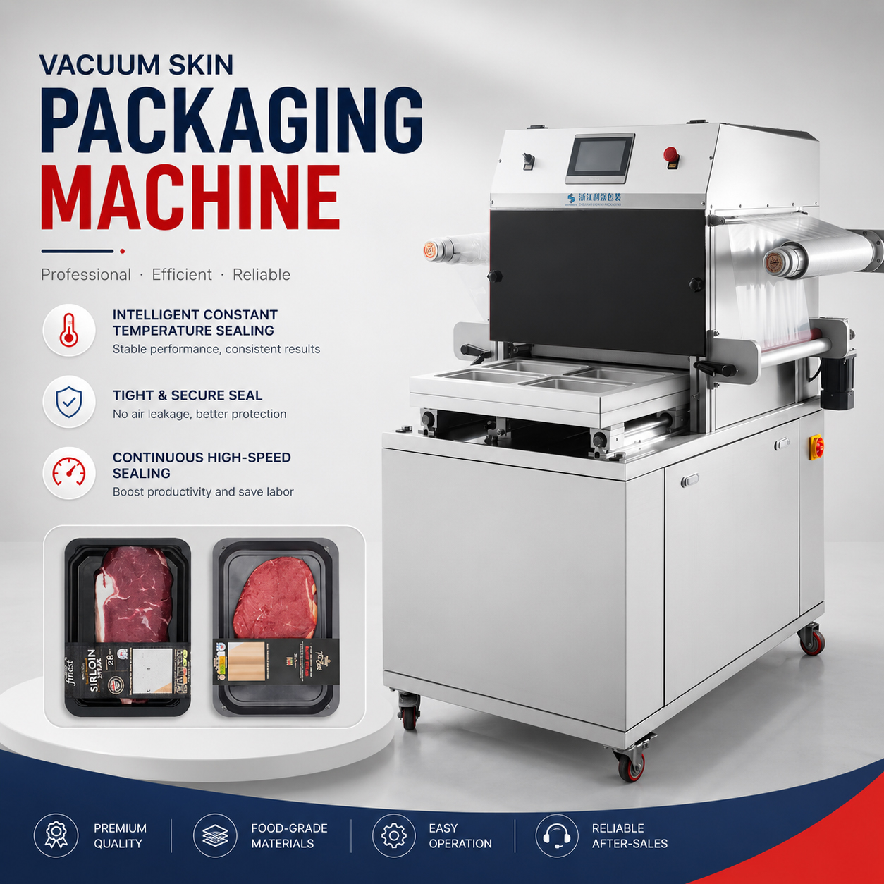 Electric Automatic High-Accuracy Vacuum Skin Packaging Machine for Steak