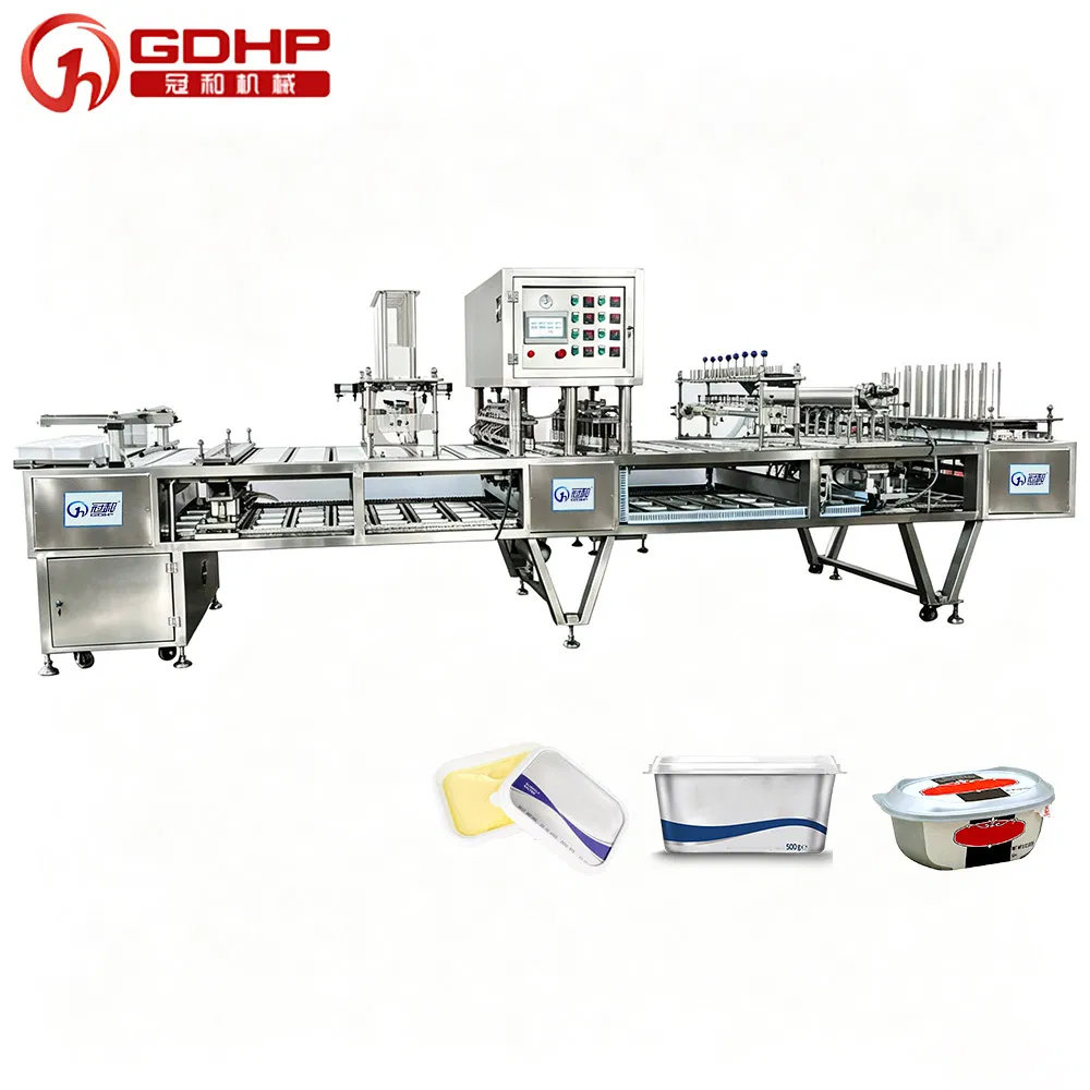 Automatic Food Process Box Filling Aluminum Foil Sealing Cup Sealer Machine Capping Packaging Machines for Butter, Cream, Ice Cream, Desiccant