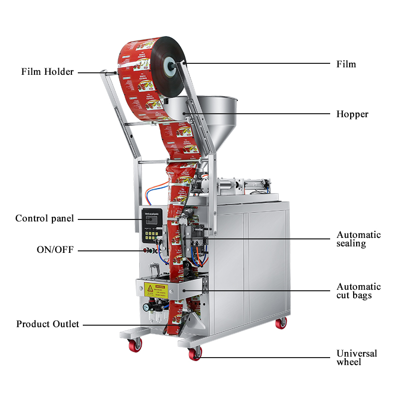 Vertical Small Juice Filling Pack Machine Liquid Flow Pack Machine For Tomato Liquid Detergent Honey Portion Packaging Machine