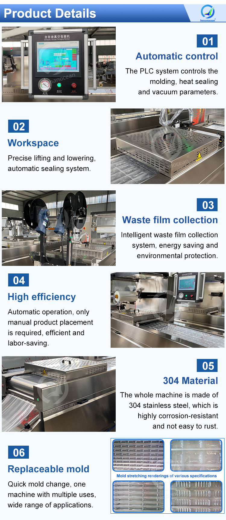 OCEAN Automatic Pump Sausage Date Seal Jerky Beef Food Thermoformer Pack Form Machine Thermoform Vacuum Package Machine
