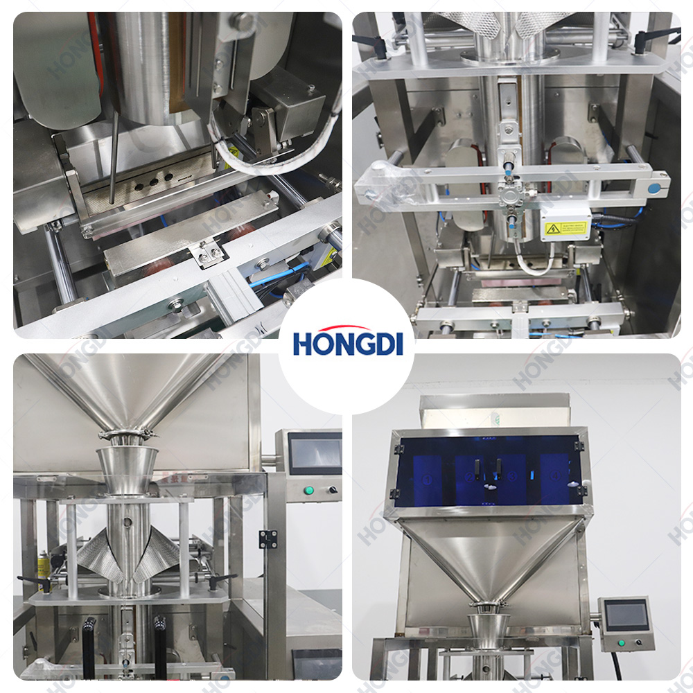 Vertical Form Fill Seal Granule Packing Machine with 4 Head Weigher for Beans Rice Pet Food Pellets