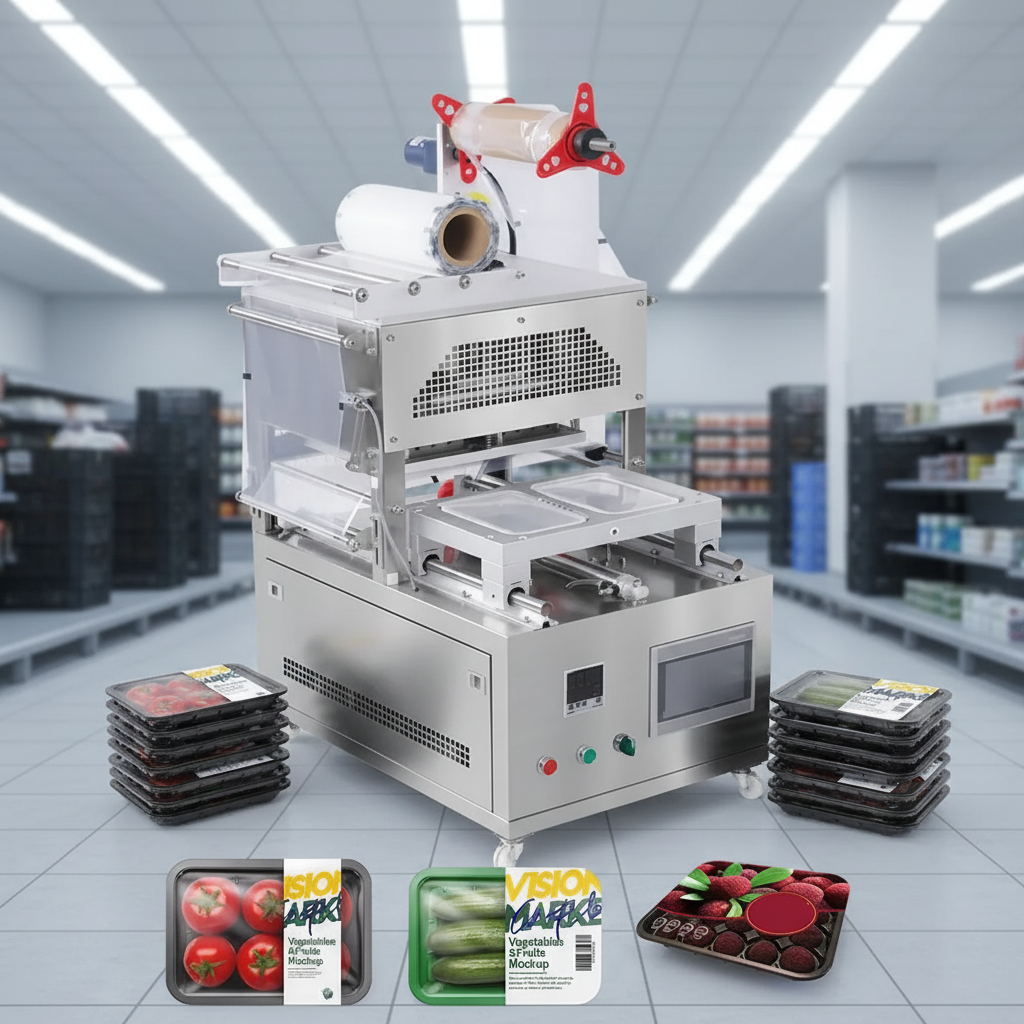 260 Modified Atmosphere Vacuum Tray Sealer Map Packaging Machine for Food Ready Meal Meat Fish Salad With Film
