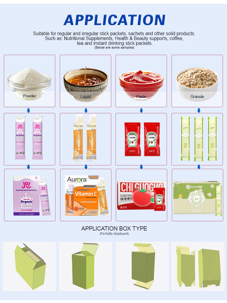 Multi-line Milk Protein Powder Round Corner Stick Packaging Machine Automatic Sorting Counting And Carton Box Packaging Line