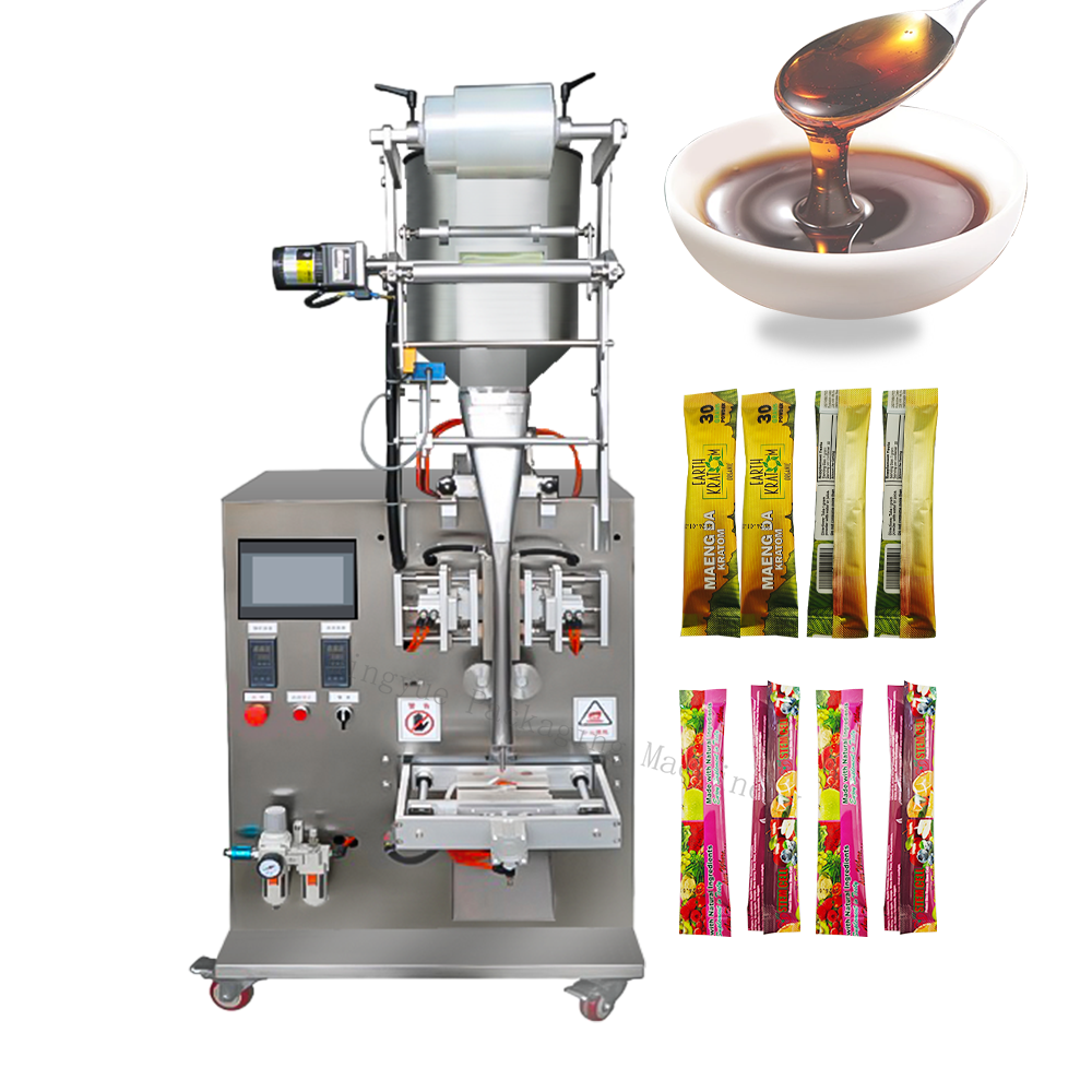 Pneumatic Driven Automatic Vertical Form Fill Seal Viscous Liquid Soap Honey Stick Sachet Filling Sealing Packaging Machine