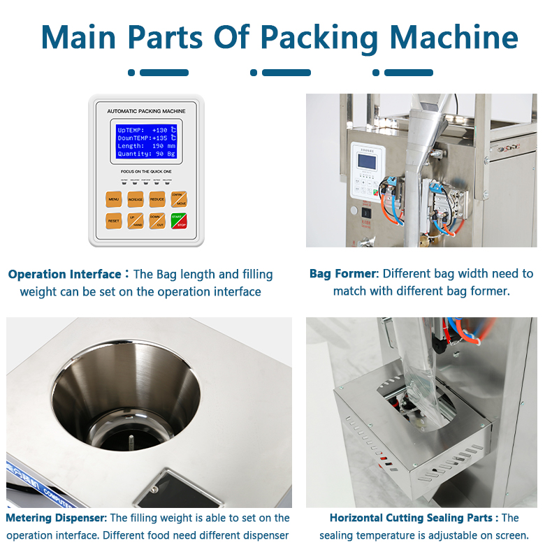 500g 1000g Filling Sealing Potato Chips Grain Nuts Sugar Rice Popcorn Beans Sachet Snacks Food Multi-function Packaging Machines