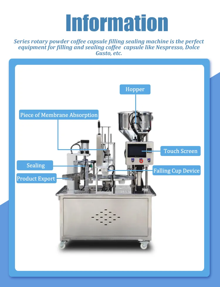 High Speed Nespresso K-Cup Coffee Capsule Powder Liquid Filling Sealing Packing Machine Structure