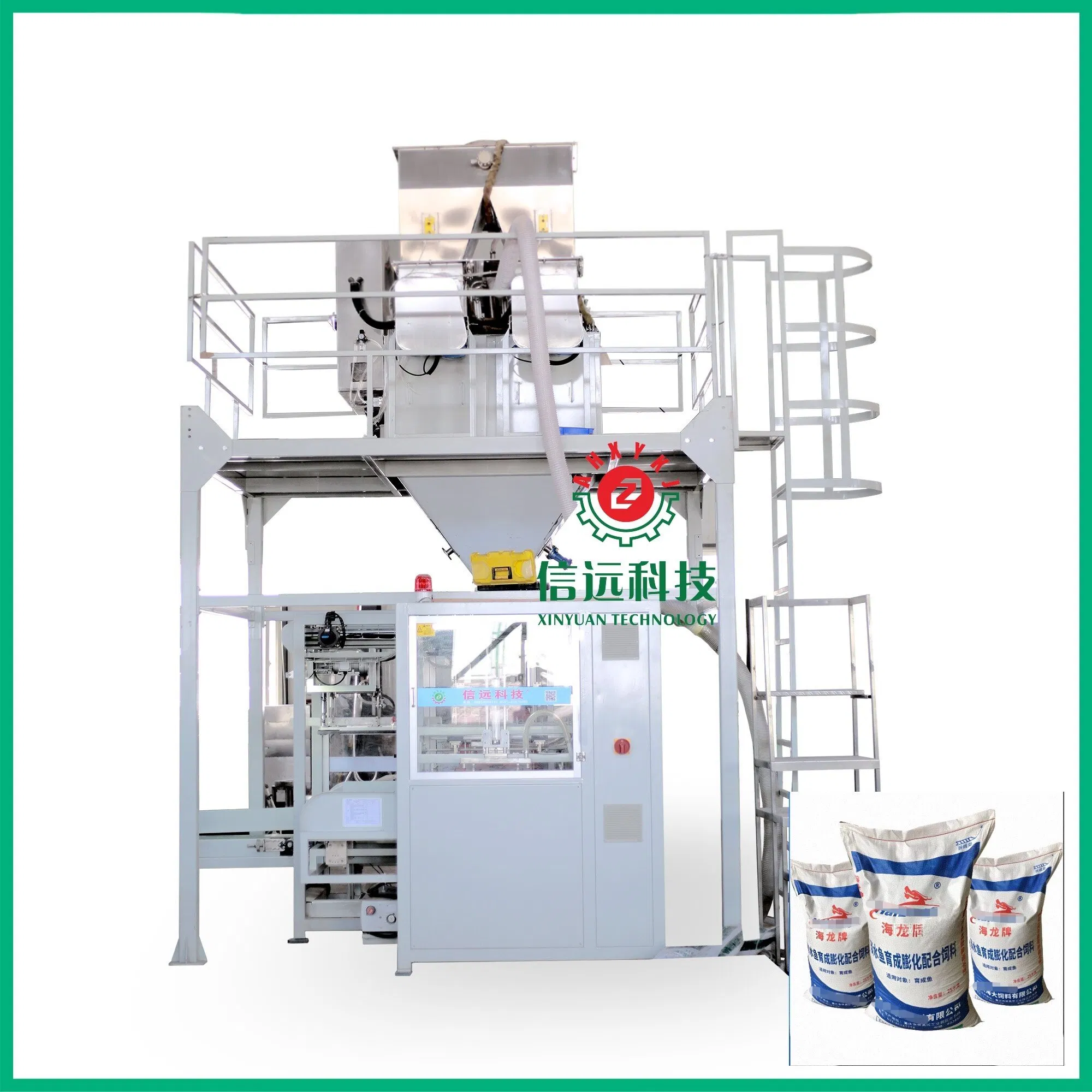 Automatic 20- 50kg Wheat Flour Corn Rice Granular Powder Bagging Weighing Packaging Machine with Conveyor and Sewing Machine
