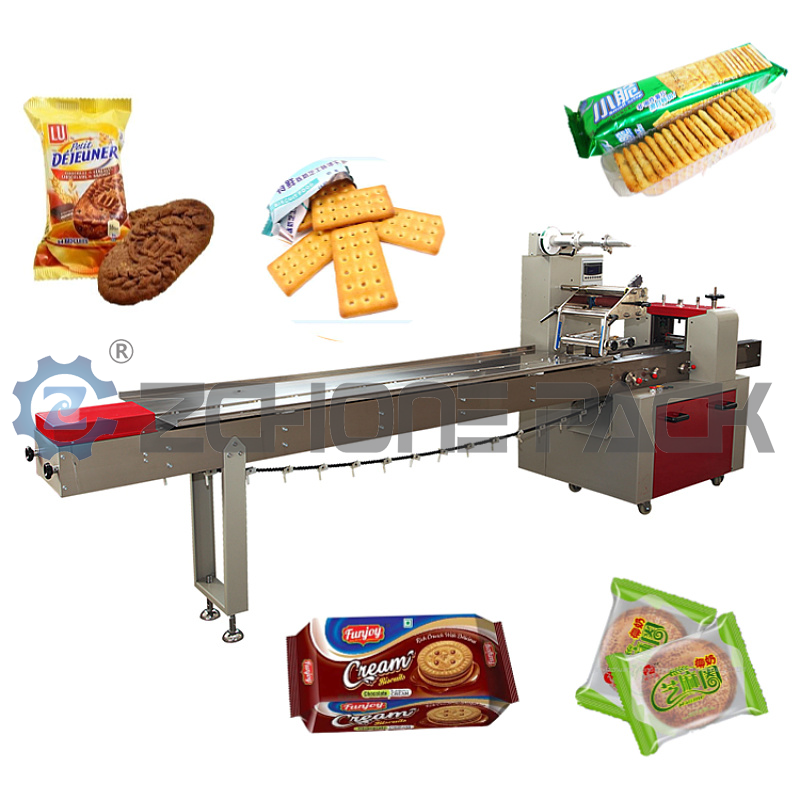 Multi-Function Automatic Horizontal Pillow Flow Biscuit Ice Cream Chocolate Gummy Candy Wrapping Packaging Packing Machine