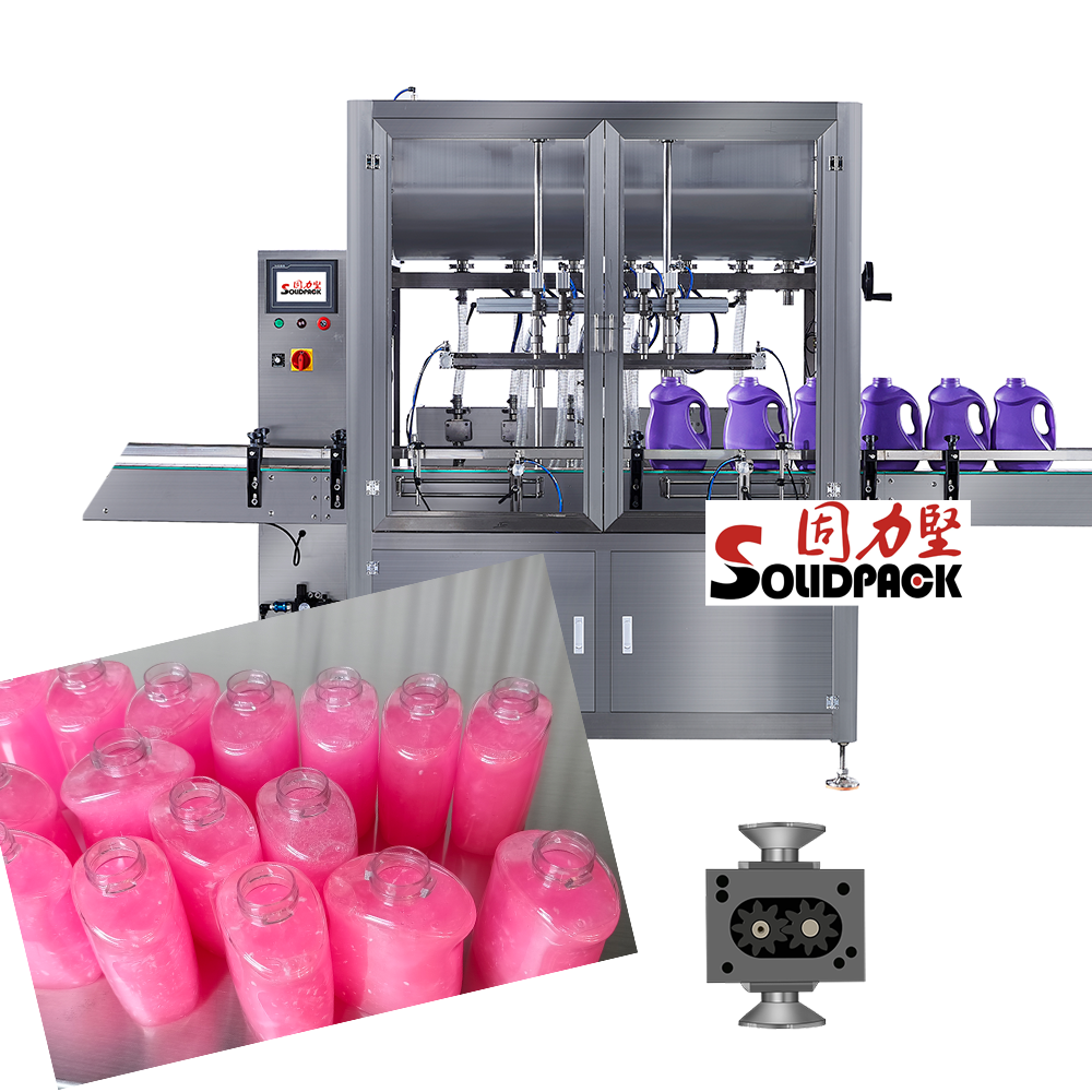 Solidpack Automatic 6 Heads Cleaning Liquid Detergent Gear Pump Filling Machine